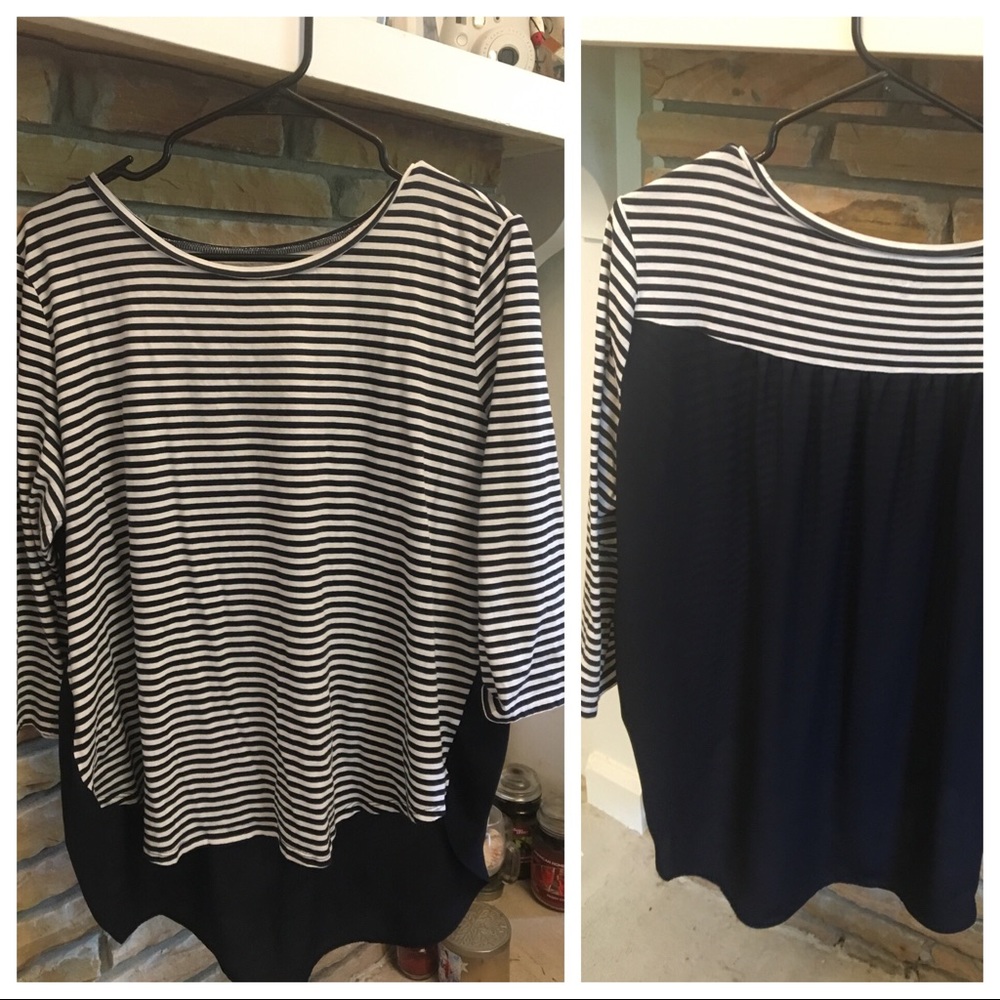 Navy Striped Blouse